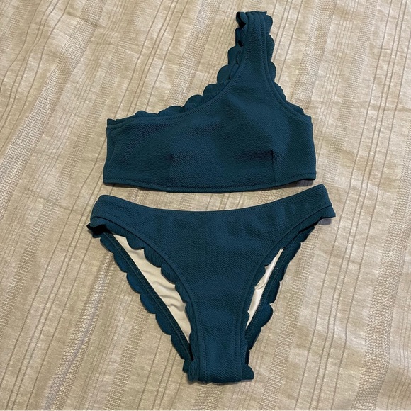 Cupshe Swim Cupshe Scalloped One Shoulder Bikini Poshmark